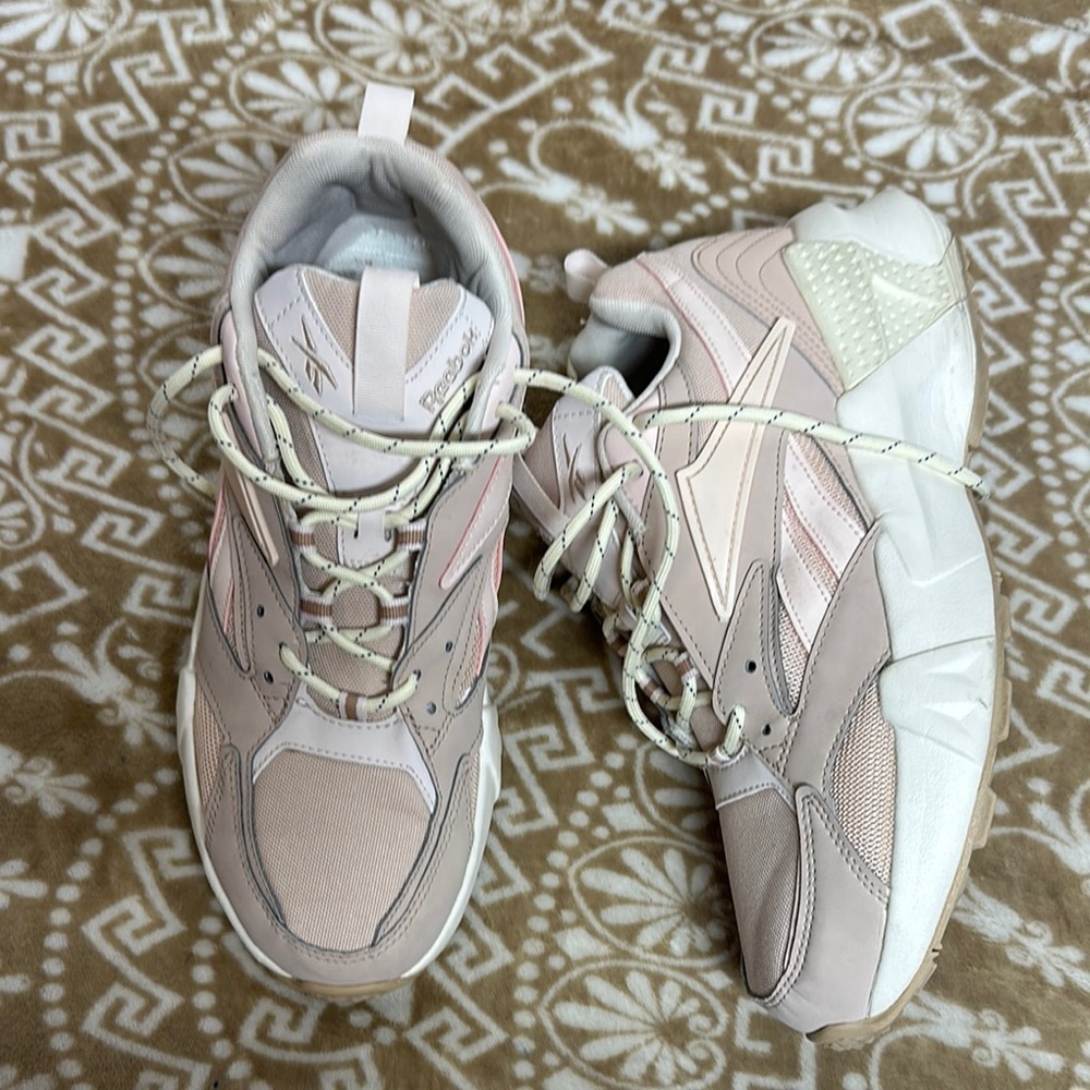 Reebok Pink and White Modern Chunky Sneakers